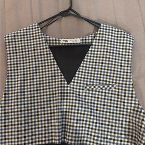 Zara Plaid Blue and White Shirt